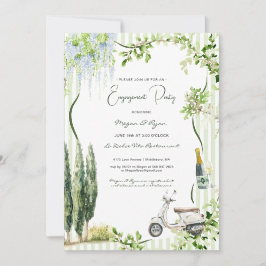 エレガントイタリアン婚約パーティ 招待状 (正面)