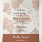 エレガントイチョウの結婚葉 三つ折り招待状 (内部中)