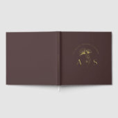 エレガントイチョウ離れウミッド結婚ブラウン箔 ゲストブック (全面)