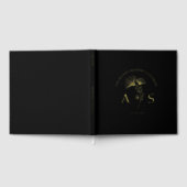 エレガントイチョウ離れフローラブラック結婚の箔 ゲストブック (全面)