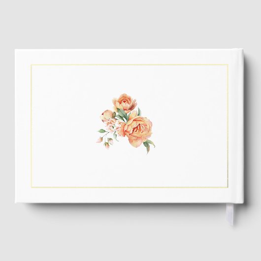 エレガントイニシャルと桃のバラの結婚箔 ゲストブック (裏面)