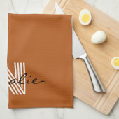 エレガントイニシャルと脚本かわいい茶色のミニマリスト キッチンタオル (四つ折り)