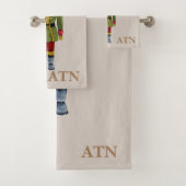 エレガントイニシャルの伝統的割り バスタオルセット (インサイチュ)