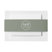 エレガントイニシャルオリーブリーフ結婚グリーン 招待状ベリーバンド (正面例)