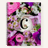 エレガントイニシャルカスタムレターCバラモノグラム ノートブック (正面)