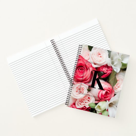 エレガントイニシャルカスタムレターKバラモノグラム ノートブック (内部)
