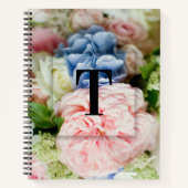 エレガントイニシャルカスタムレターTバラモノグラム ノートブック (正面)