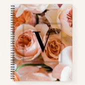 エレガントイニシャルカスタムレターVバラモノグラム ノートブック (正面)