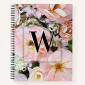 エレガントイニシャルカスタムレターWバラモノグラム ノートブック (正面)