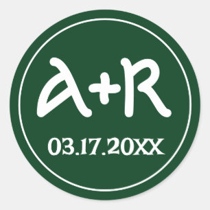 エレガントイニシャルケルトフォントグ結婚リーン ラウンドシール