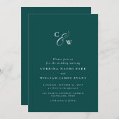 エレガントイニシャルシンプルダークティール（緑がかった色）クラシック結婚ズ (正面/裏面)