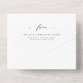 エレガントイニシャルシンプルネイビーブルー結婚ズ オールインワン招待状 (裏面)