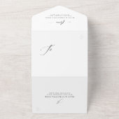 エレガントイニシャルシンプル白黒結婚ズ オールインワン招待状 (外側)