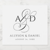 エレガントイニシャルスクリプクラシックトモノグ結婚ラム スパークリングワインラベル (シングルラベル)