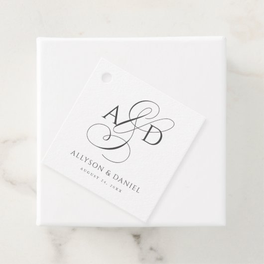 エレガントイニシャルスクリプクラシックトモノグ結婚ラム フェイバータグ (インサイチュ)