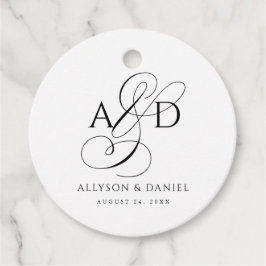 エレガントイニシャルスクリプクラシックトモノグ結婚ラム フェイバータグ