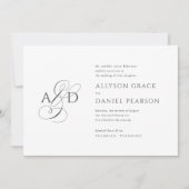 エレガントイニシャルスクリプクラシックトモノグ結婚ラム 招待状 (正面)