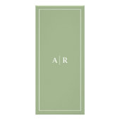 エレガントイニシャルセージ結婚グリーン ラックカード (裏面)