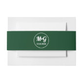 エレガントイニシャルダークグリーン春の結婚式 招待状ベリーバンド (正面例)