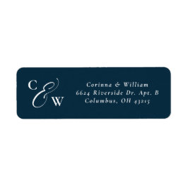 エレガントイニシャルネイビー結婚ブルークラシック ラベル