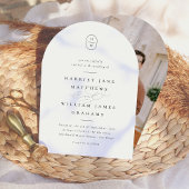 エレガントイニシャルブラック&ホワイトフォトアー結婚チ 招待状