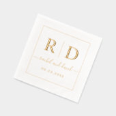 エレガントイニシャルモノクロ結婚金ゴールド 箔ナプキン (左)