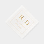 エレガントイニシャルモノクロ結婚金ゴールド 箔ナプキン (右)