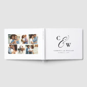 エレガントイニシャル写真のコラージュ結婚白黒 ゲストブック (全面)