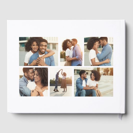 エレガントイニシャル写真のコラージュ結婚白黒 ゲストブック (裏面)