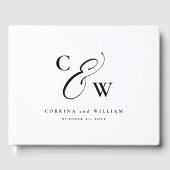エレガントイニシャル写真のコラージュ結婚白黒 ゲストブック (正面)