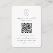 エレガントイニシャル写真QRコード結婚式RSVP エンクロージャーカード (正面)