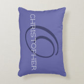 エレガントイニシャル名ペリウィンクルブルースタイリッシュ アクセントクッション (正面(垂直))