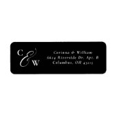 エレガントイニシャル白黒のアドレ結婚ス ラベル (正面)