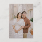 エレガントイニシャル白黒フォトズ結婚ズ サンキューカード (正面)