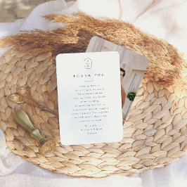 エレガントイニシャル白黒フォトズ結婚ズ サンキューカード