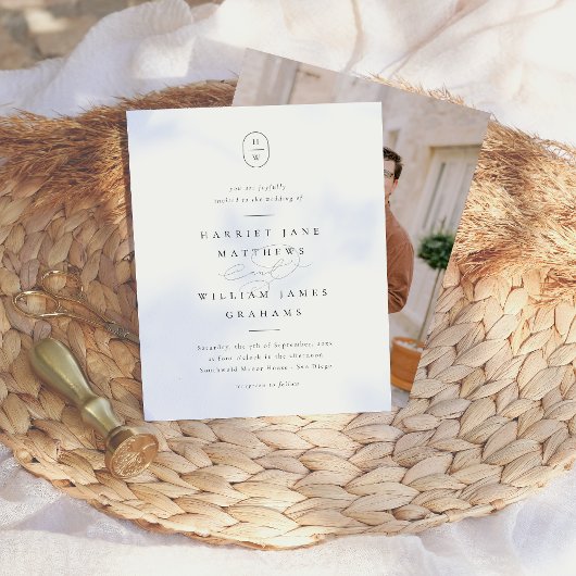 エレガントイニシャル白黒予算結婚写真