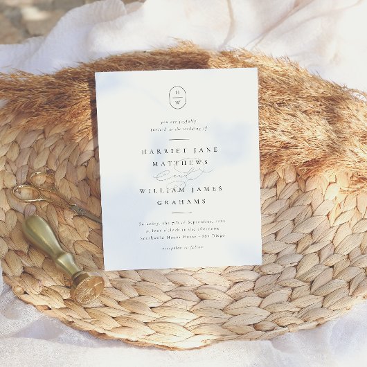 エレガントイニシャル白黒予算結婚写真