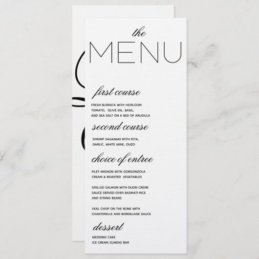 エレガントイニシャル結婚のメニュー メニュー (正面/裏面)