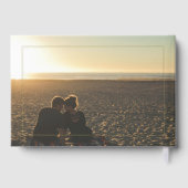 エレガントイニシャル、ピンクのバラ白い写真結婚の ゲストブック (裏面)