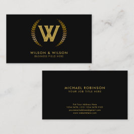 エレガントイニシャル | Golden Laurel葉Black 名刺