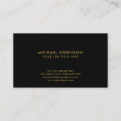 エレガントイニシャル | Golden Laurel葉Black 名刺 (裏面)