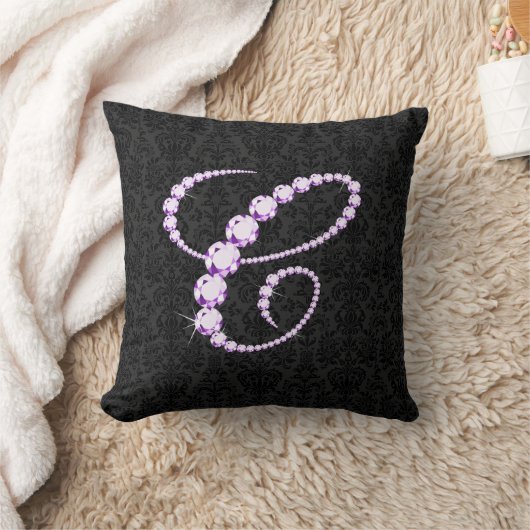 エレガントイニシャルCダイヤきらめく – モノグラム クッション (ブランケット)