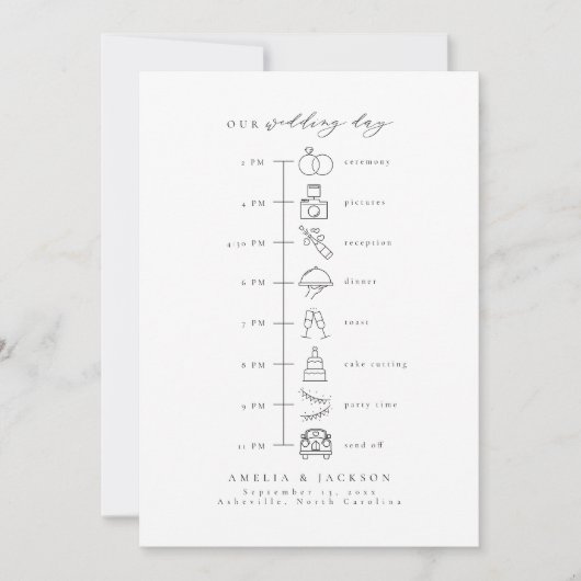 エレガントイベントのタイムラ結婚インアイコンの順序 招待状 (正面)