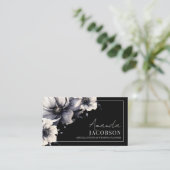 エレガントイベントウェディングプランナーブラックフローラ 名刺 (スタンド正面)