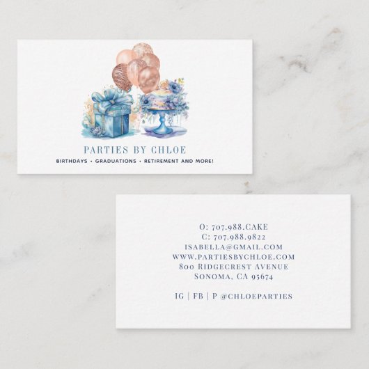 エレガントイベントパーティープランナーケーキギフト 名刺 (正面/裏面)