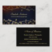 エレガントイベントフォトグラファー黒と金ゴールド《写真》ぼけ味 名刺 (正面/裏面)