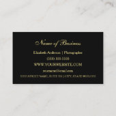 エレガントイベントフォトグラファー黒と金ゴールド《写真》ぼけ味 名刺 (裏面)