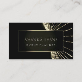 エレガントイベントプランナーブラックフレーミングゴールデンライト 名刺