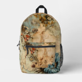 エレガントイラストレーションクラシック世界地図アンティーク プリントバックパック (正面)