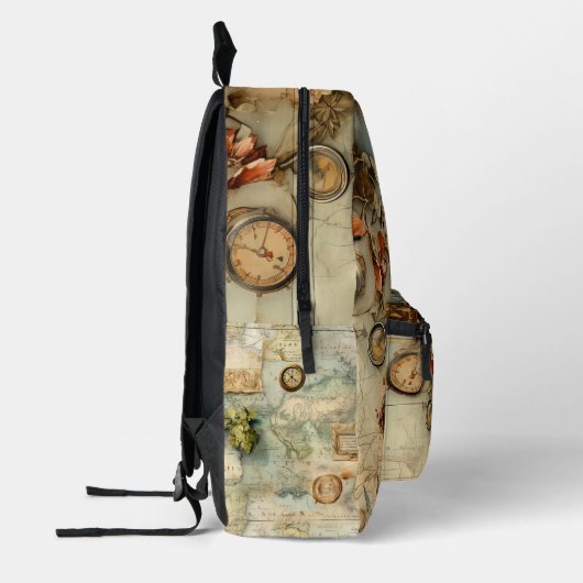 エレガントイラストレーションクラシック世界地図アンティーク プリントバックパック (左)